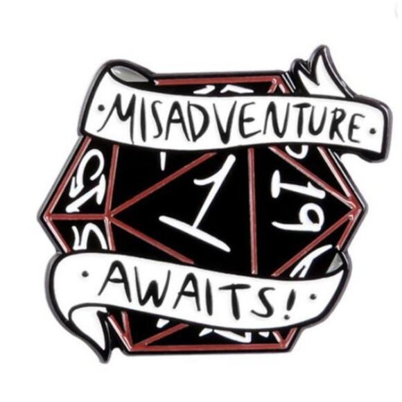 Dungeons and Dragons Misadventure Awaits Dice Pin RPG - Picture 1 of 1